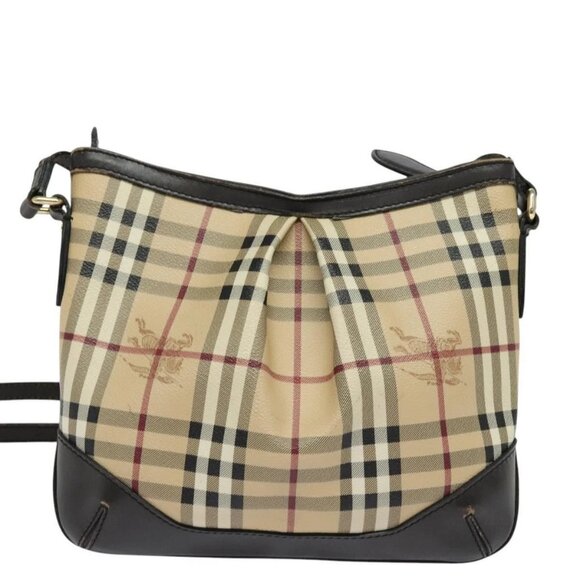 BURBERRY Nova Check Shoulder Bag PVC Beige Gold Auth ep8752 - Picture 2 of 16